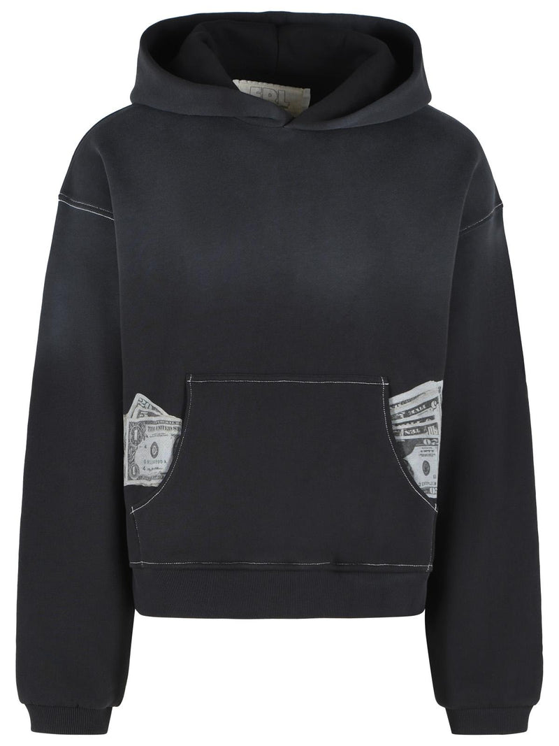 Erl Erl 'MONEY' Washed Black Cotton Sweatshirt - World Class Fashion