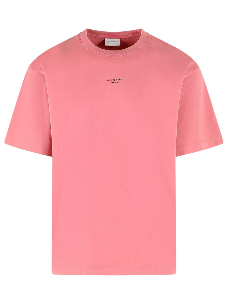Drole De Monsieur Drole De Monsieur 'CLASSIC Slogan' Dark Pink Cotton T-shirt - World Class Fashion