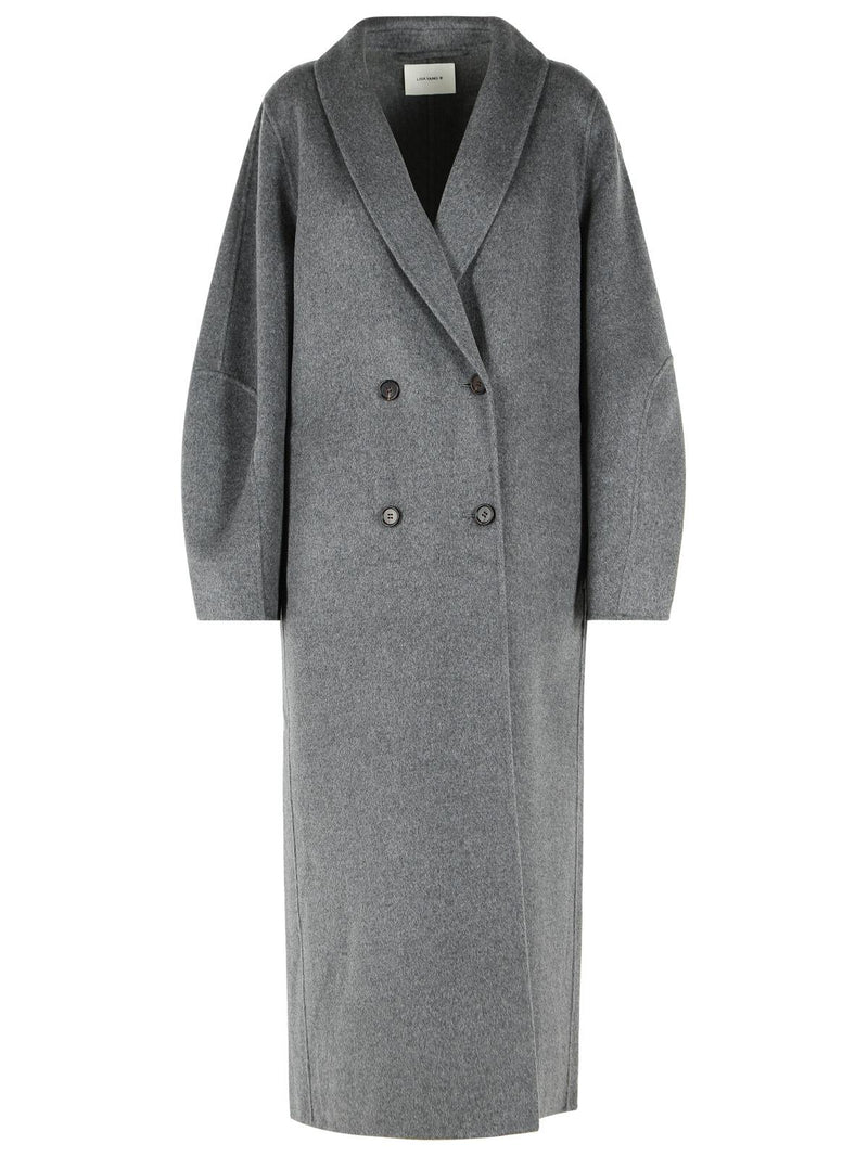 Lisa Yang Lisa Yang 'SHAWL' Grey Wool Cashmere Coat - World Class Fashion