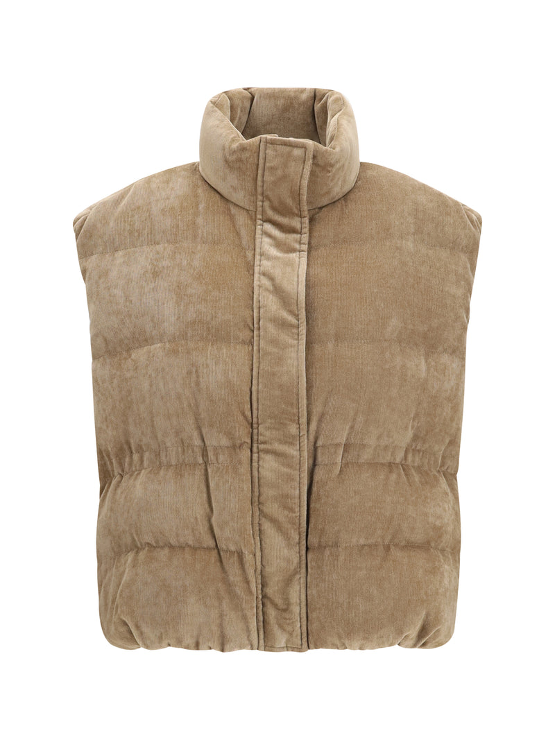 Brunello Cucinelli Brunello Cucinelli Sleeveless Padded Vest Cappuccino - World Class Fashion