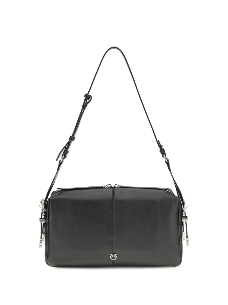 Pinko Pinko Keeper Medium Shoulder Bag Nero-Old Silver - World Class Fashion