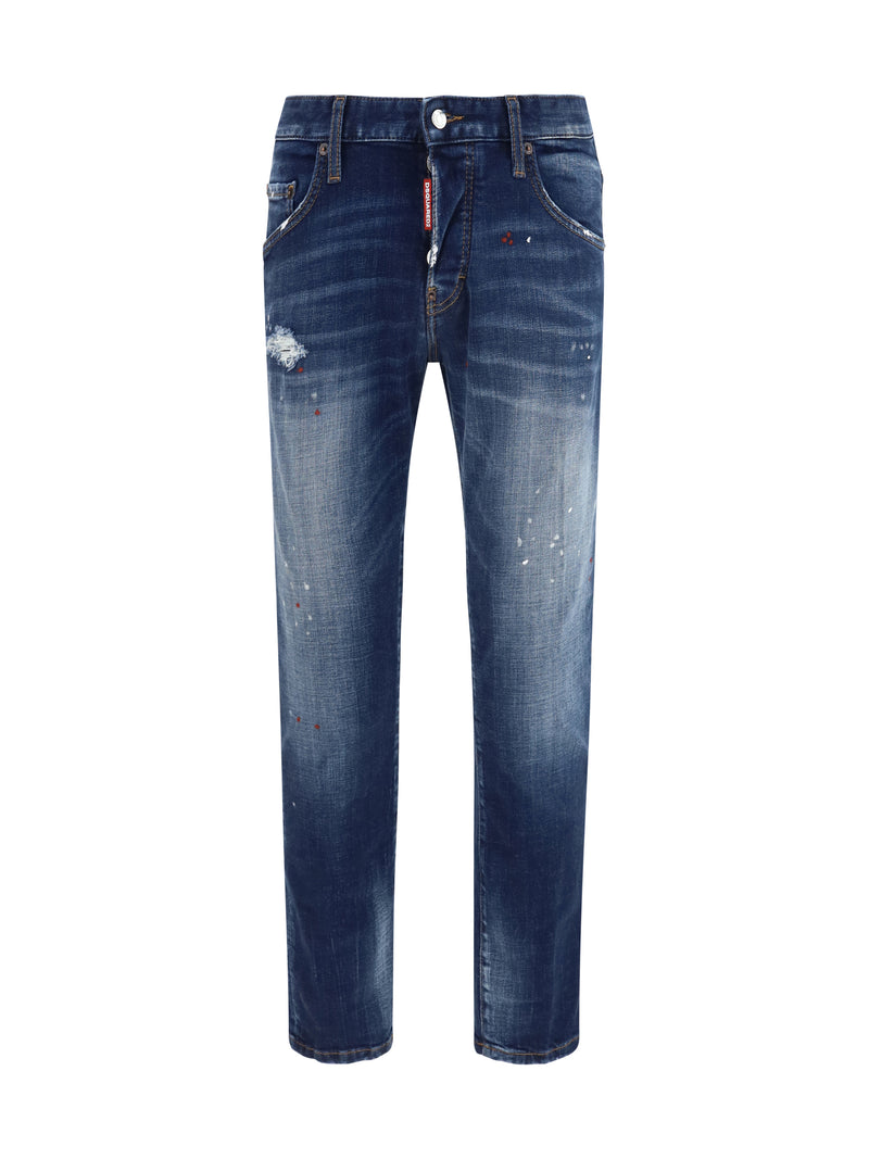 Dsquared2 Dsquared2 Distressed Skater Jeans Navy Blue - World Class Fashion