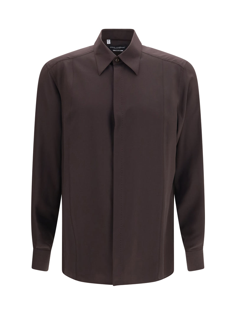 Dolce & Gabbana Dolce & Gabbana Martini Crêpe De Chine Shirt Brown - World Class Fashion