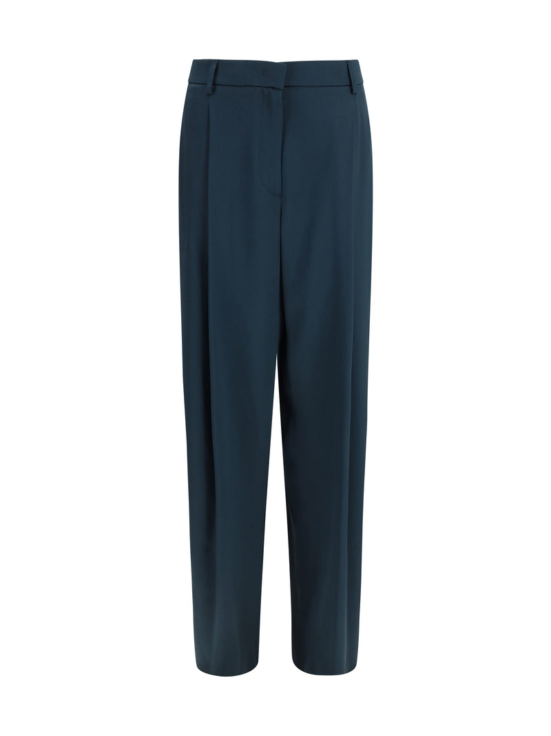 Giorgio Armani Giorgio Armani Pleated Silk Pants Sea Moss - World Class Fashion