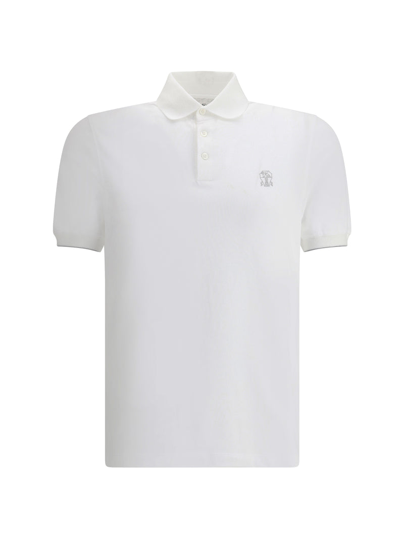 Brunello Cucinelli Brunello Cucinelli Cotton Polo Bianco+Grigio - World Class Fashion