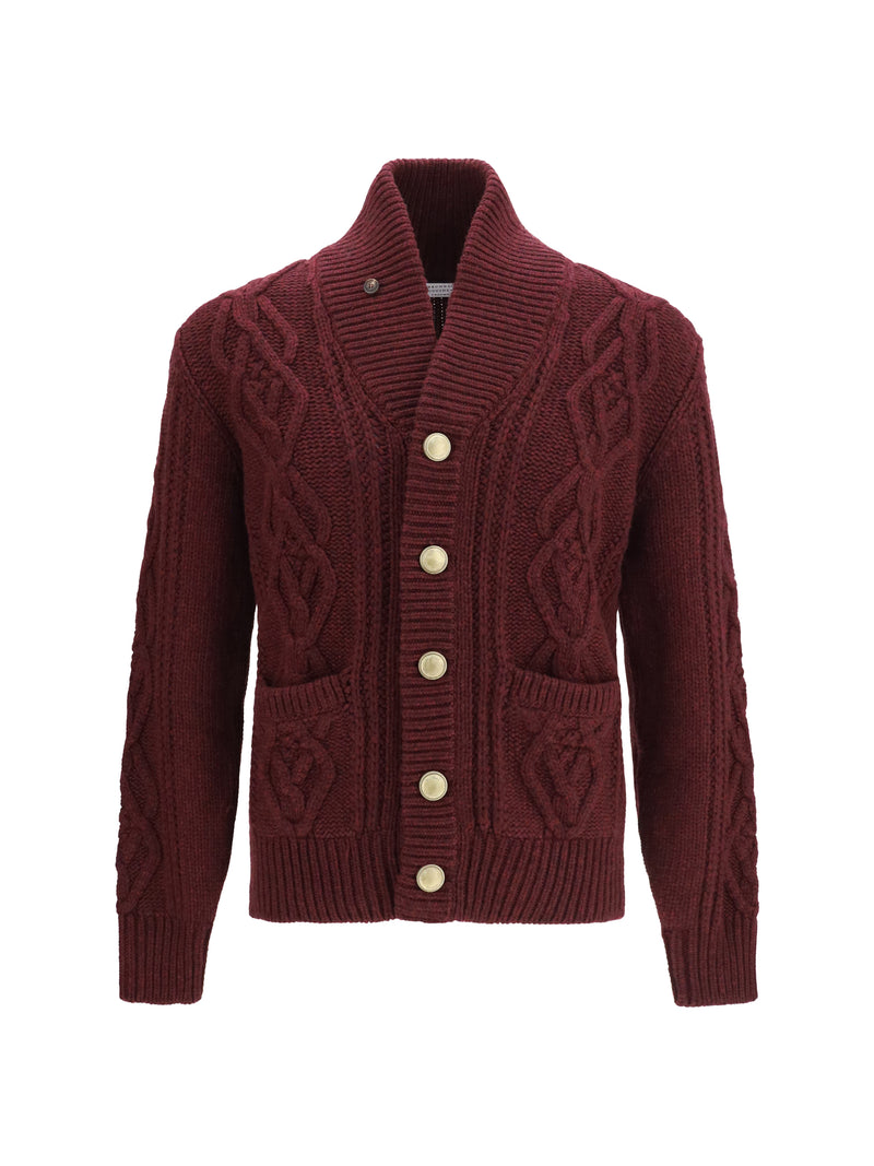 Brunello Cucinelli Cárdigan de cachemira trenzado Brunello Cucinelli, color púrpura oscuro - World Class Fashion