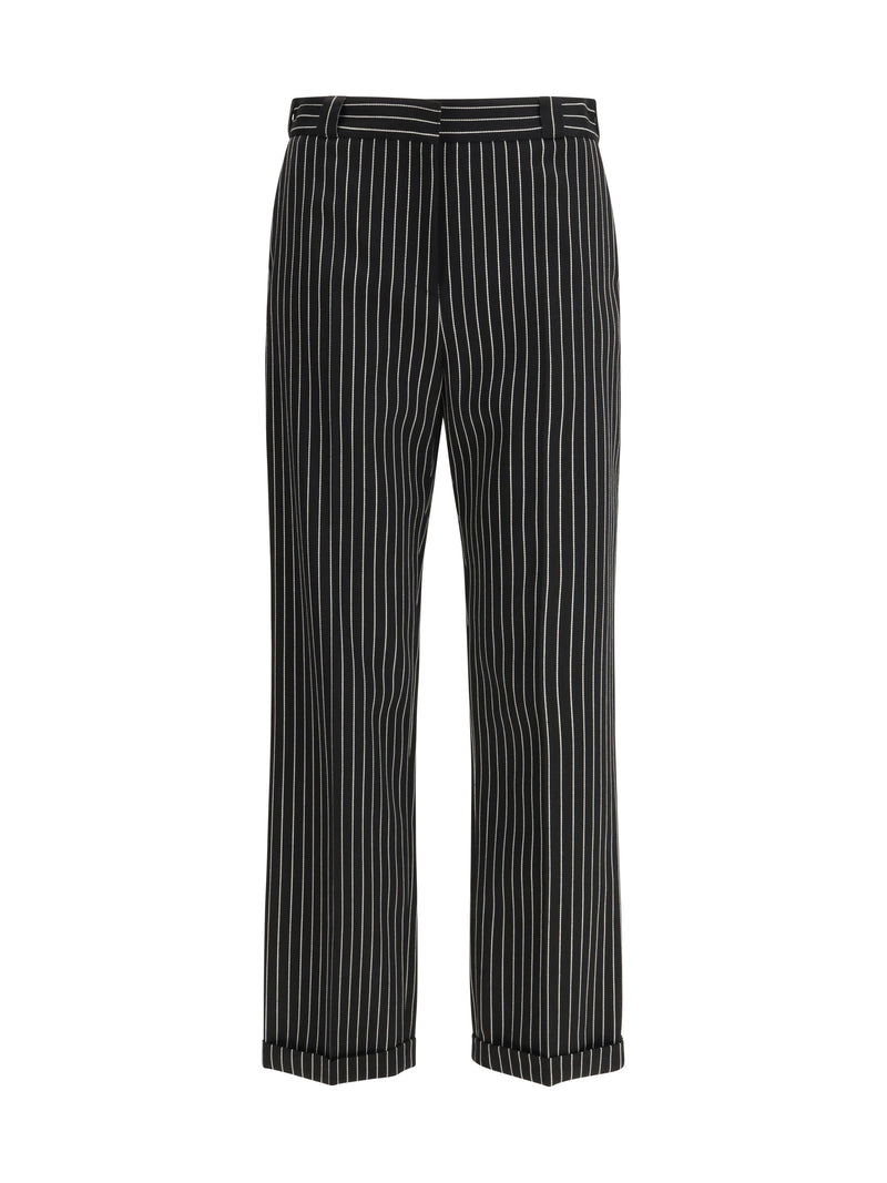 Tom Ford Tom Ford Striped Wool and Cotton Pants Black/Ecru - World Class Fashion