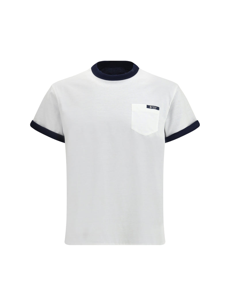 Prada Prada Reversible Cotton T-shirt Bianco+Navy - World Class Fashion