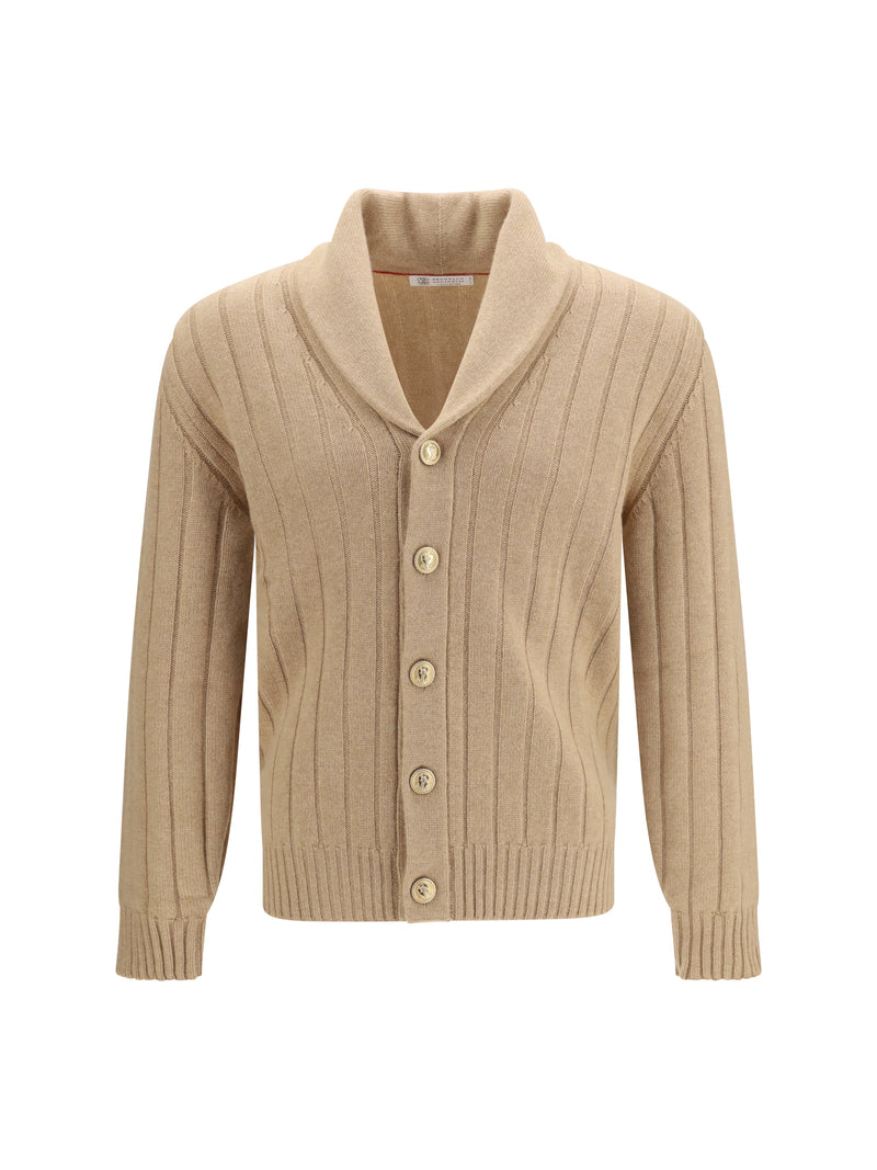 Brunello Cucinelli Brunello Cucinelli Ribbed Cashmere Cardigan Camel - World Class Fashion