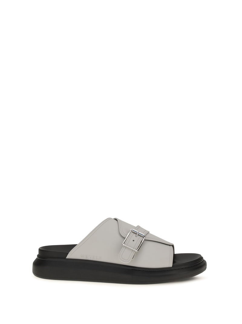 Alexander McQueen Alexander McQueen Buckle Slide Sandals Ash Grey - World Class Fashion