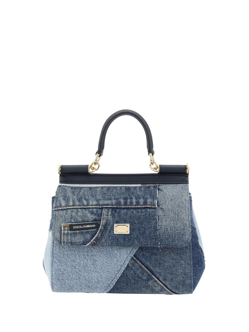 Dolce & Gabbana Dolce & Gabbana Small Sicily Denim And Calf Leather Handbag - World Class Fashion