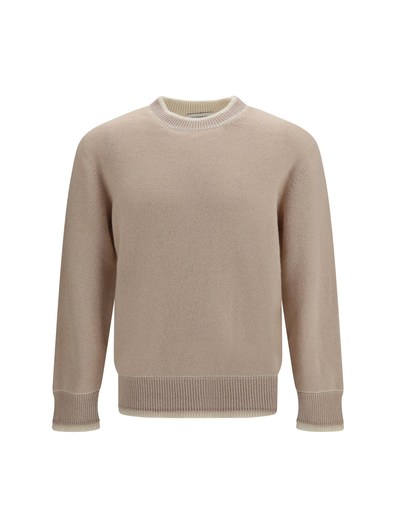 Laneus Laneus Wool and Cashmere Crewneck Sweater Beige - World Class Fashion