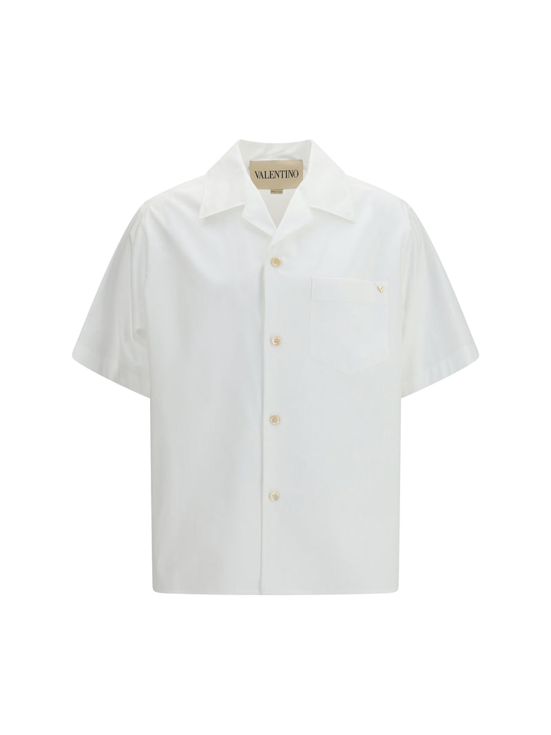 Valentino Valentino Cotton Poplin Bowling Shirt Bianco - World Class Fashion