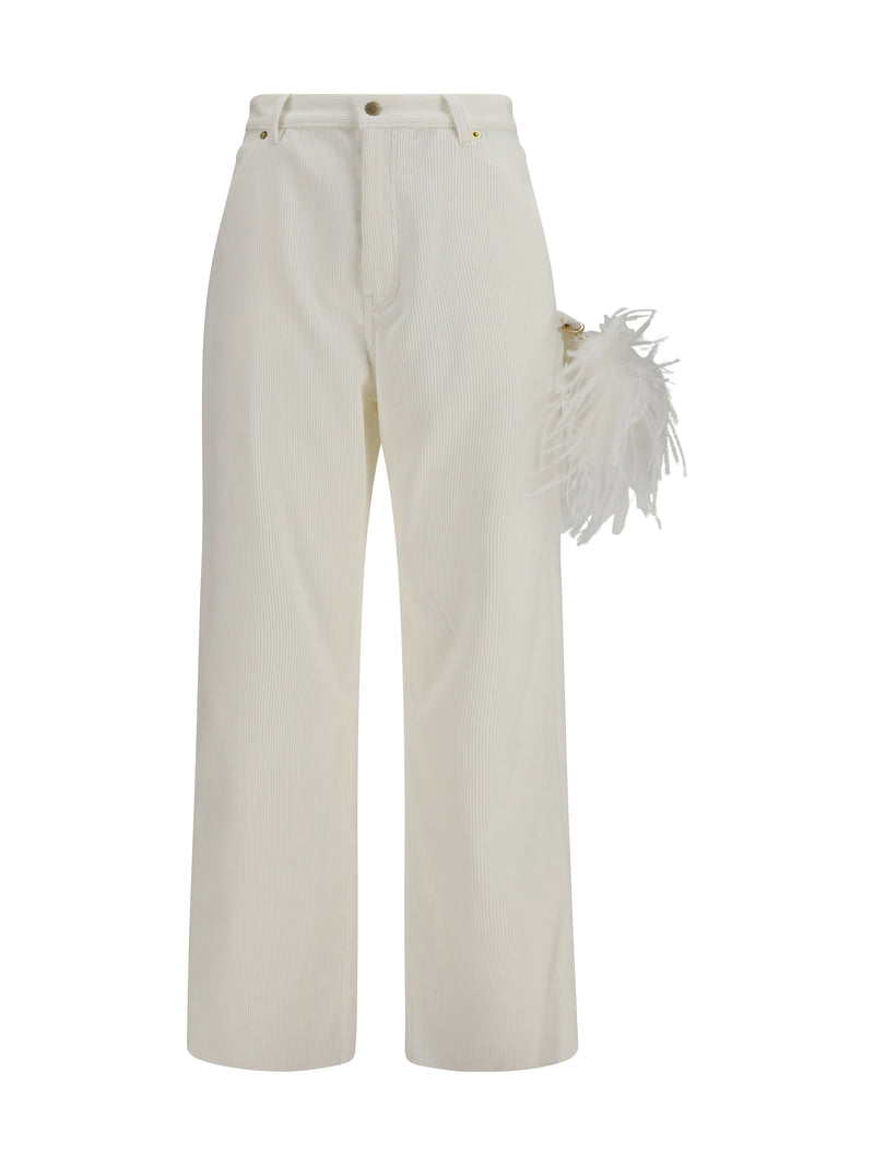 Darkpark Darkpark Lisa Feather Chain Corduroy Pants White - World Class Fashion