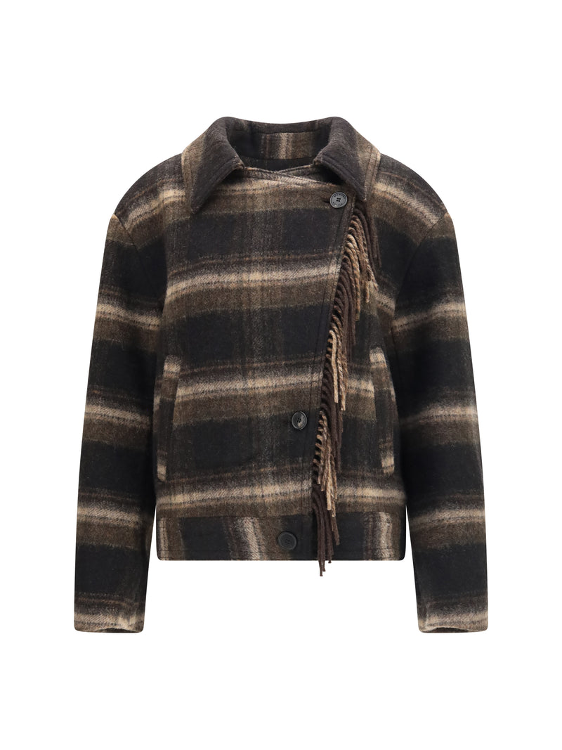 Marant Étoile Marant Étoile Galeane Wool-blend Short Coat Black/Khaki - World Class Fashion