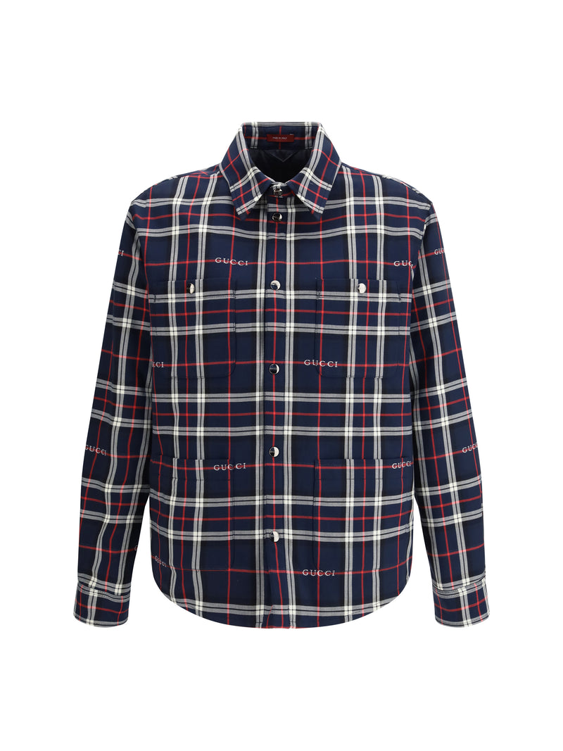 Gucci Gucci Padded Tartan Cotton Jacquard Shirt Blue/White - World Class Fashion