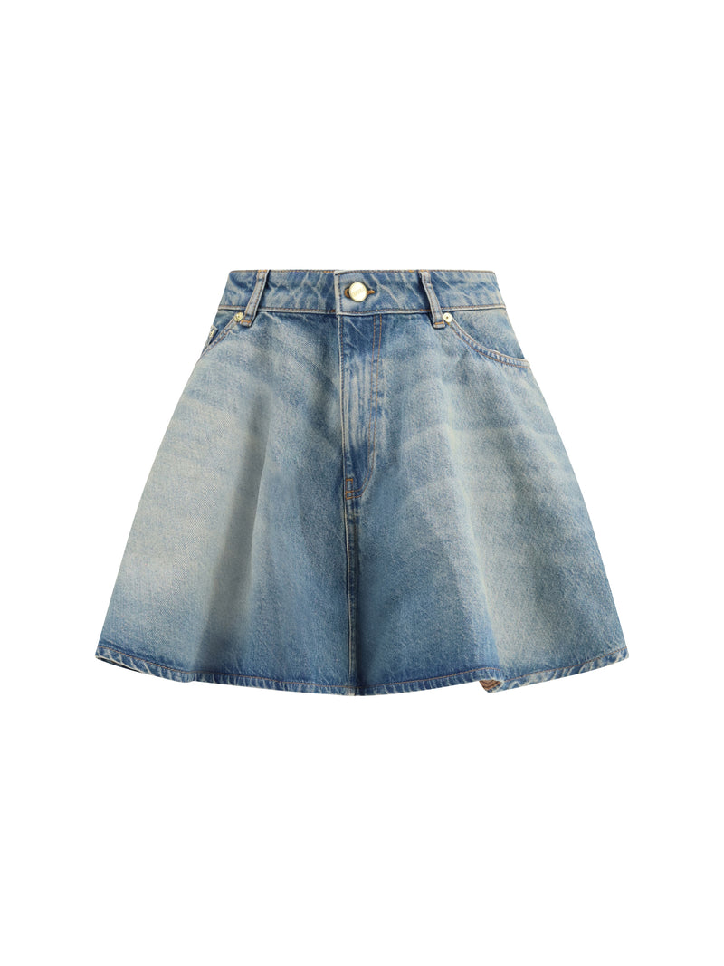 Ganni Ganni Denim Miniskirt Mid Blue Vintage - World Class Fashion