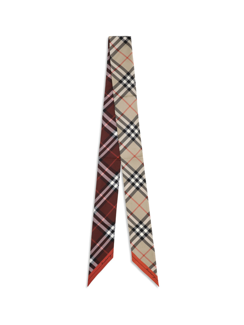 Burberry Burberry Silk Scarf Sand/Oxblood Women - World Class Fashion
