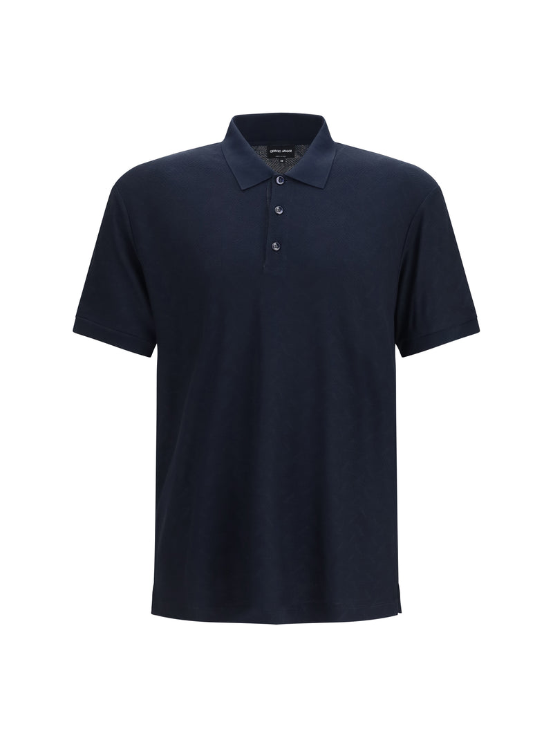 Giorgio Armani Giorgio Armani Viscose Polyester Polo Shirt Navy - World Class Fashion