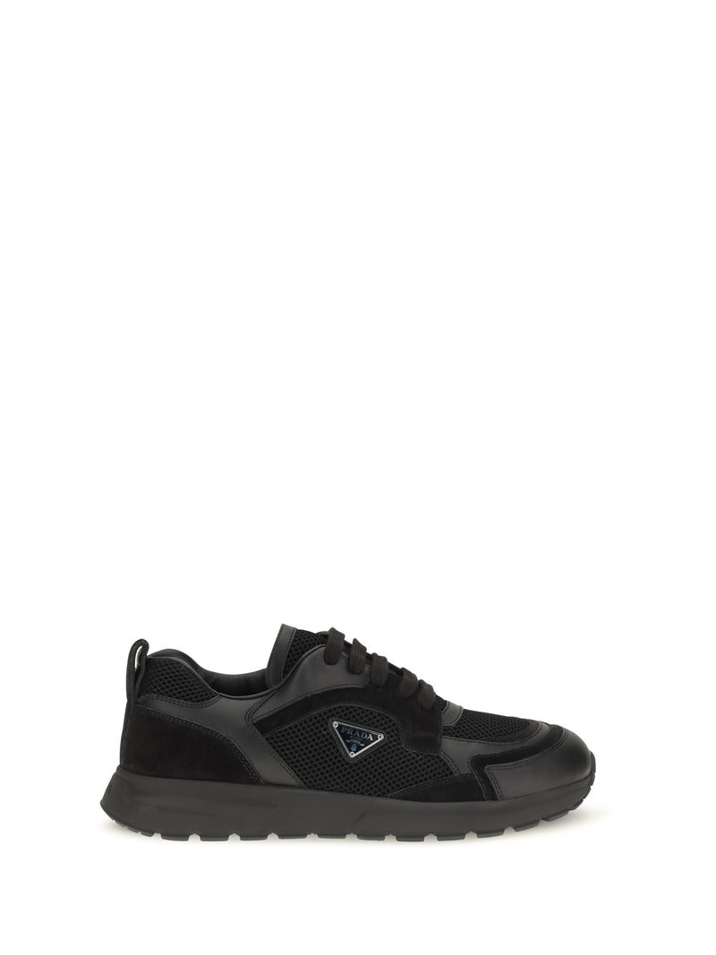 Prada Prada Prax Leather and Fabric Sneakers Black - World Class Fashion