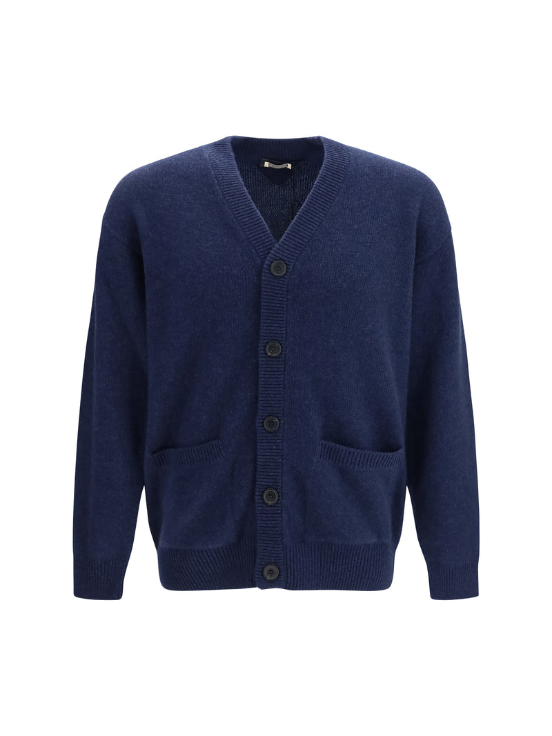 Prada Prada V-neck Re-cashmere Cardigan Blue Men - World Class Fashion