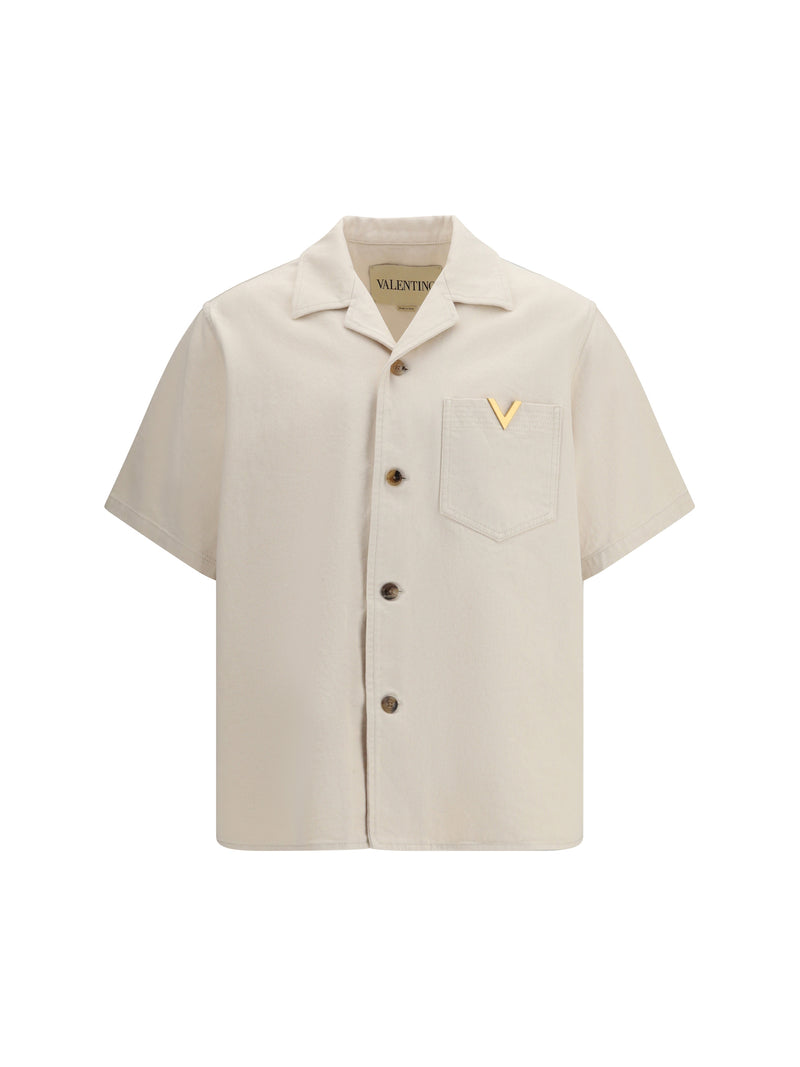 Valentino Valentino Signature Vlogo Bowling Shirt Avorio - World Class Fashion