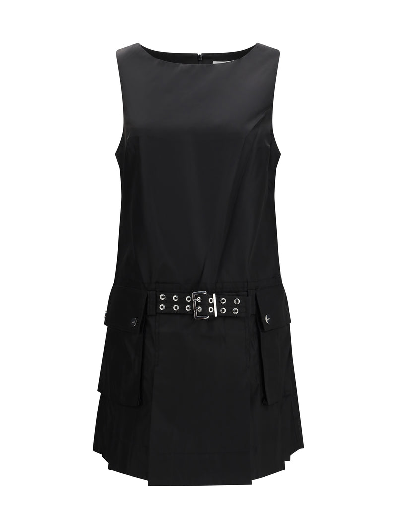 Ganni Ganni Duchesse Nylon Belted Mini Dress Black - World Class Fashion