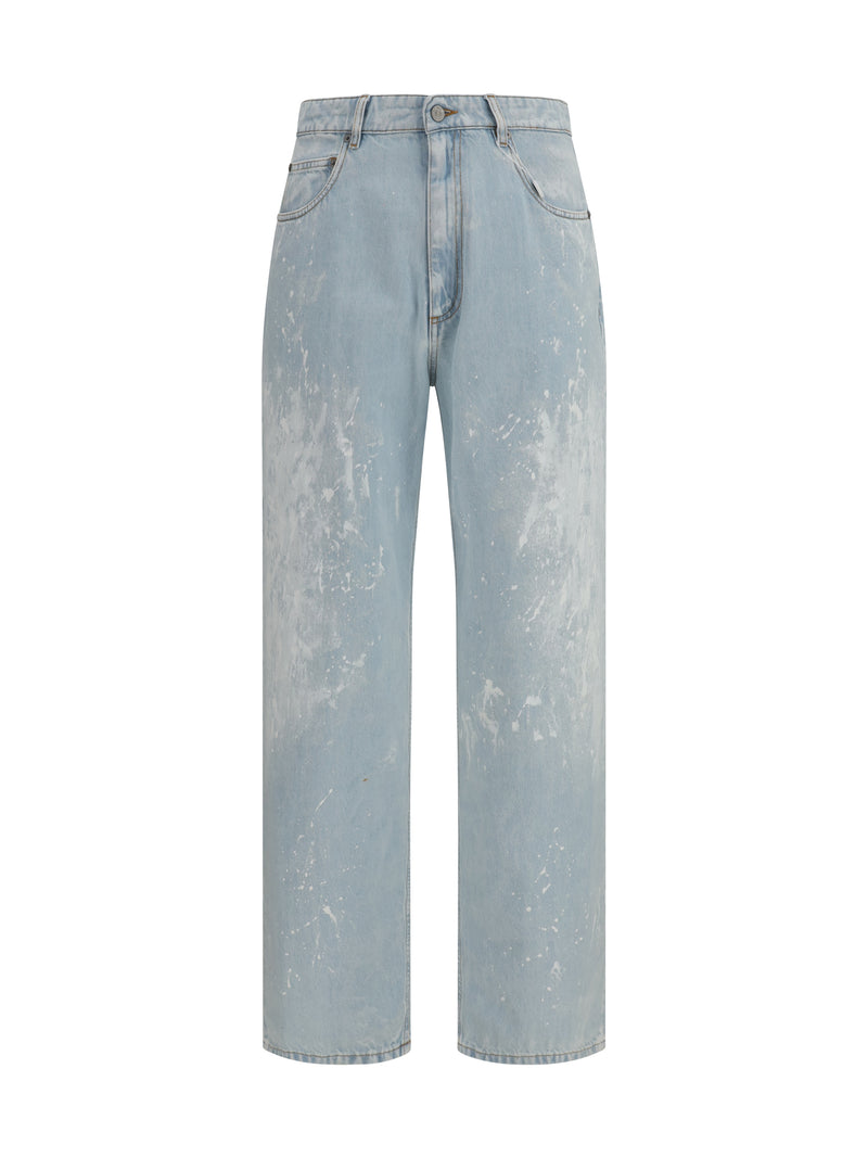 Mm6 Mm6 Splatter Effect Jeans Light Blue - World Class Fashion