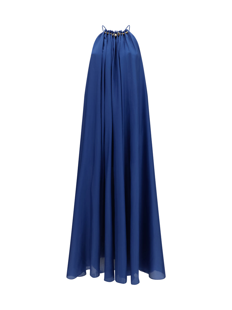Zimmermann Zimmermann Aster Vestido Plisado con Perlas Azul Cobalto Oscuro - World Class Fashion