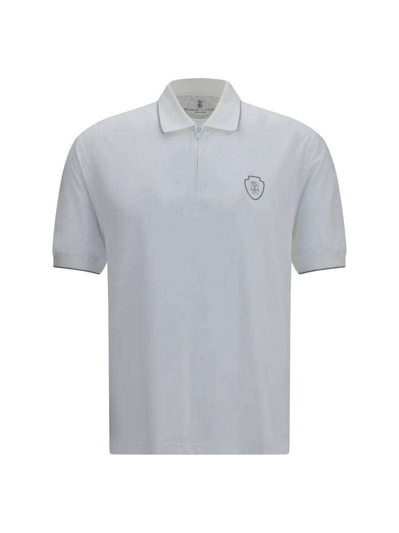 Brunello Cucinelli Brunello Cucinelli Polo With Crest Bianco+Acciaio - World Class Fashion