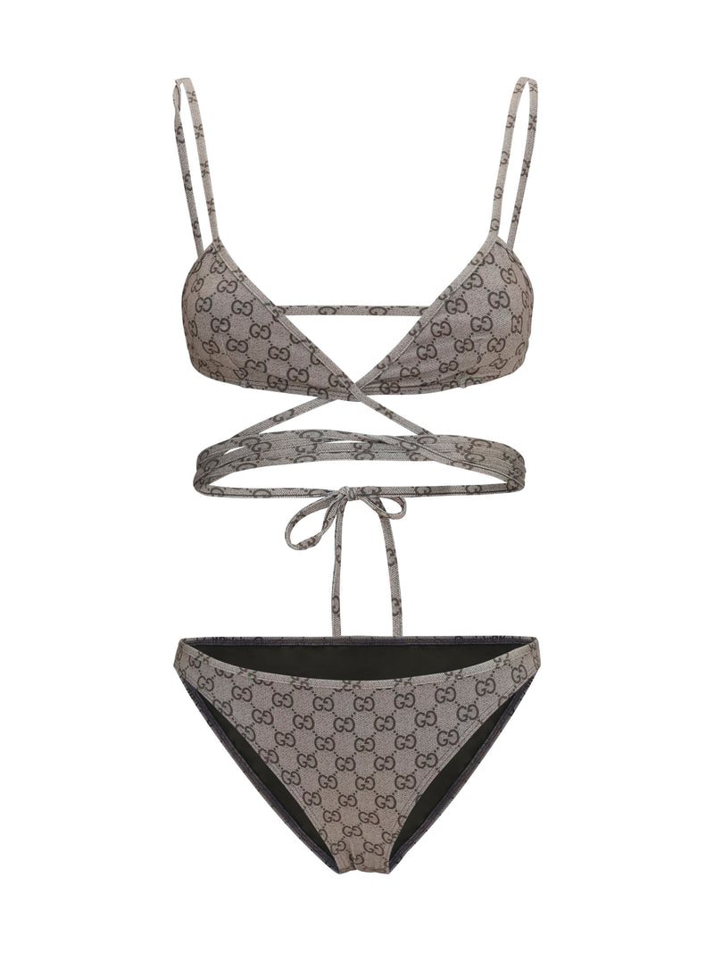 Gucci Bikini de jersey elástico estampado Gucci en beige ébano - World Class Fashion