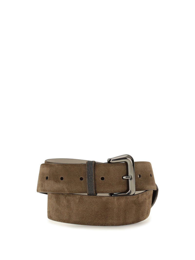 Brunello Cucinelli Brunello Cucinelli Suede Belt with Jewelry Detail Caramel - World Class Fashion