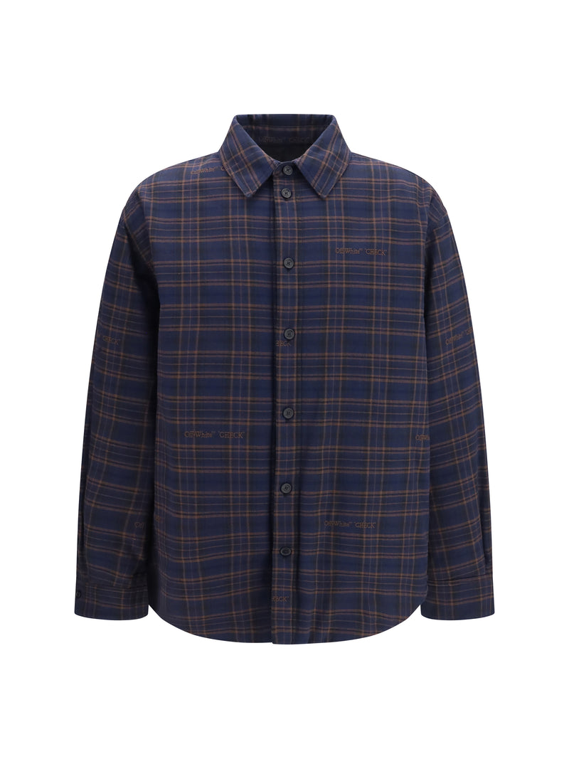 Off-white Off-white Oversized Padded Flannel Shirt Blue Graphite - World Class Fashion