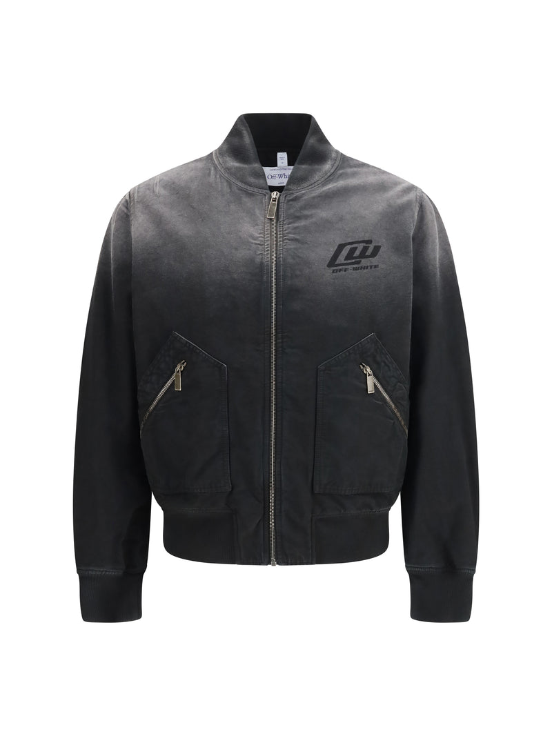 Off-white Off-white Washed Denim Bomber Jacket Black - World Class Fashion