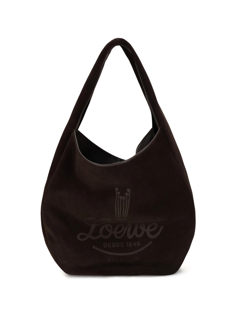 Loewe Loewe Roomy Suede Calfskin Hobo Shoulder Bag Dark Brown - World Class Fashion