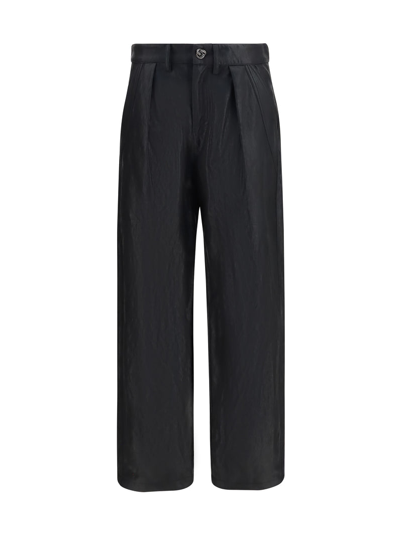 Kristina Ti Kristina Ti Faux Leather Pants Vintage Effect Black - World Class Fashion