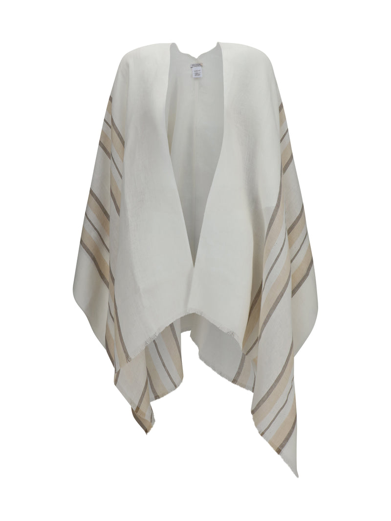 Brunello Cucinelli Brunello Cucinelli Open Poncho Linen Cashmere Silk Blend Multicolor - World Class Fashion