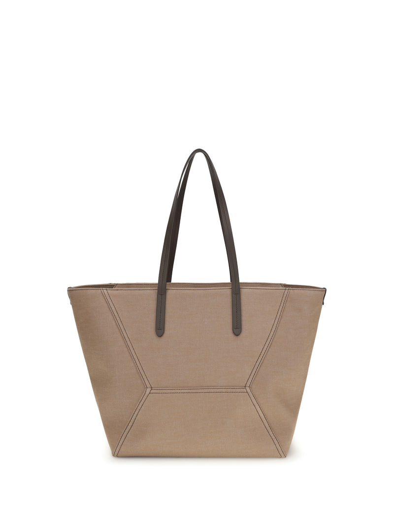 Brunello Cucinelli Brunello Cucinelli Canvas BC Tote Bag Camel - World Class Fashion