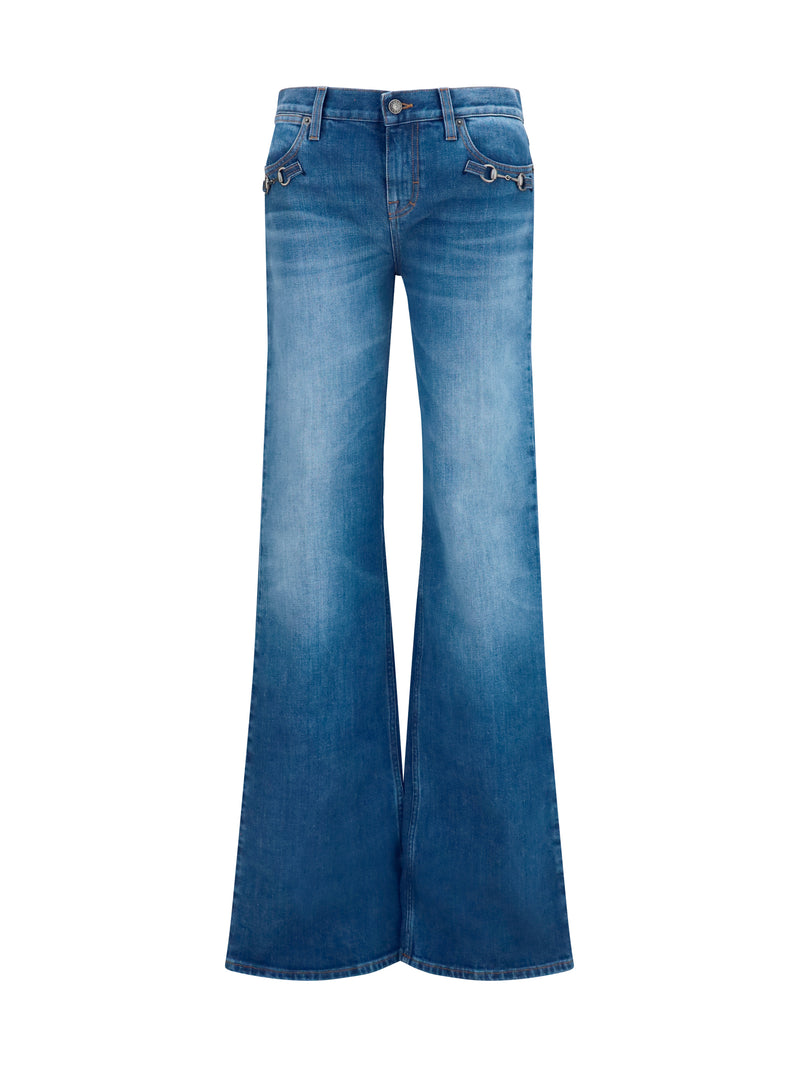 Gucci Gucci Stretch Cotton Jeans With Horsebit Blue - World Class Fashion