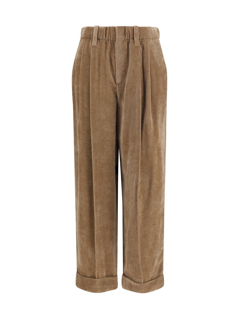 Brunello Cucinelli Brunello Cucinelli Elasticated Viscose Cashmere Pants Cappuccino - World Class Fashion