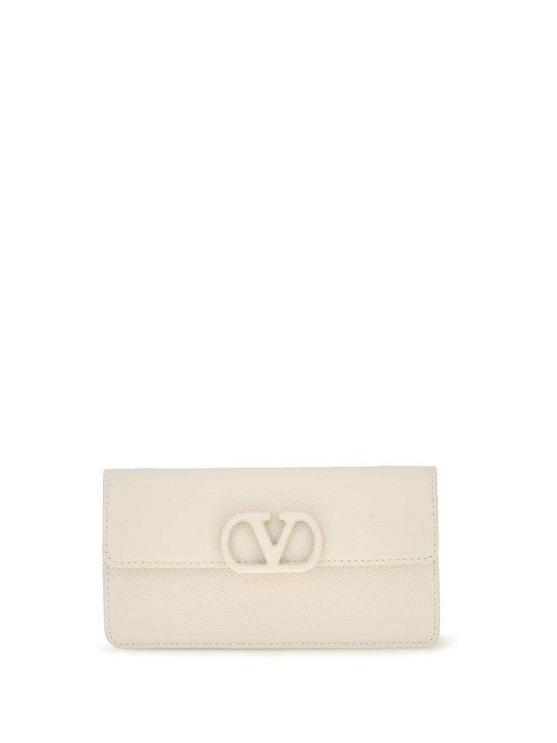 Valentino Garavani Valentino Garavani Vlogo Signature Grainy Calfskin Chain Wallet - World Class Fashion
