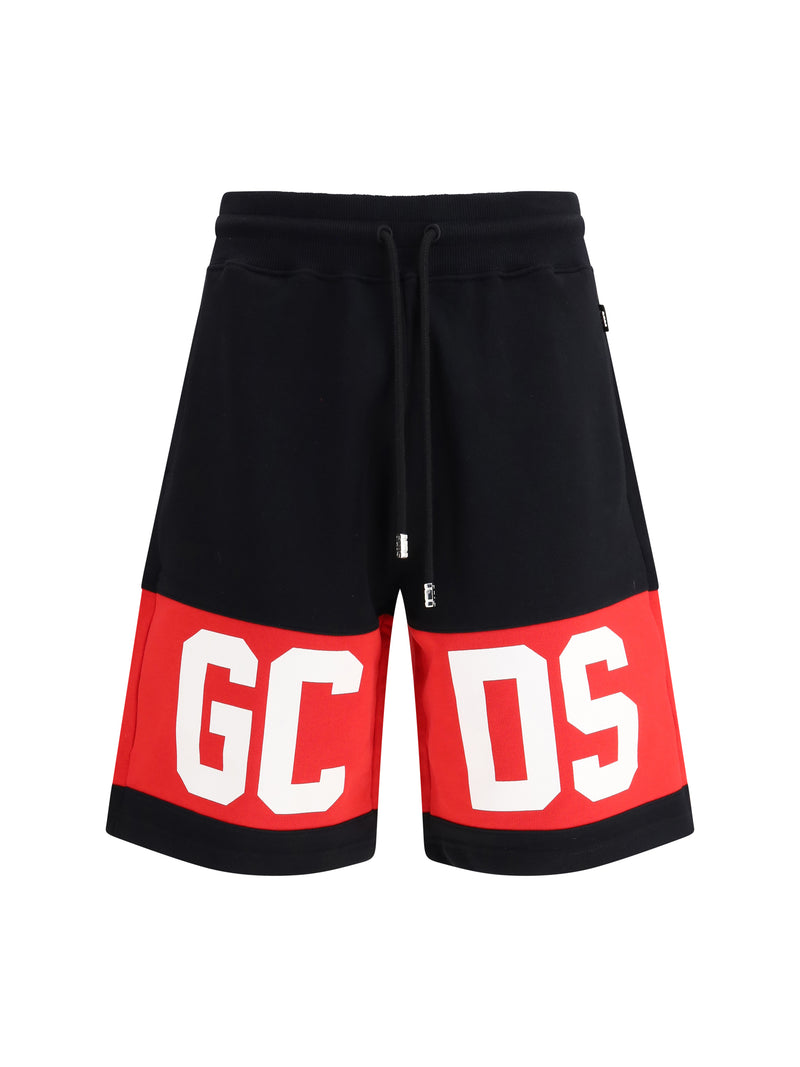 Gcds Gcds Band Logo Sweat Shorts Black/Red Men - World Class Fashion