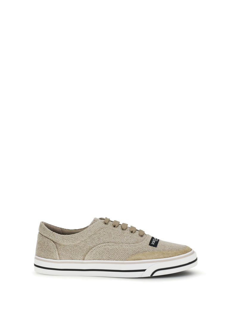 Dolce & Gabbana Dolce & Gabbana DG Sailing Linen Sneakers Beige - World Class Fashion