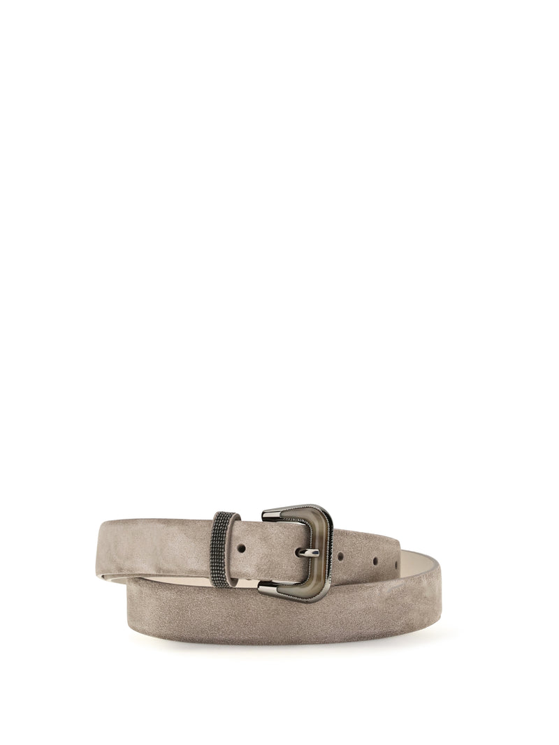 Brunello Cucinelli Brunello Cucinelli Suede Belt with Shiny Loop Shore - World Class Fashion