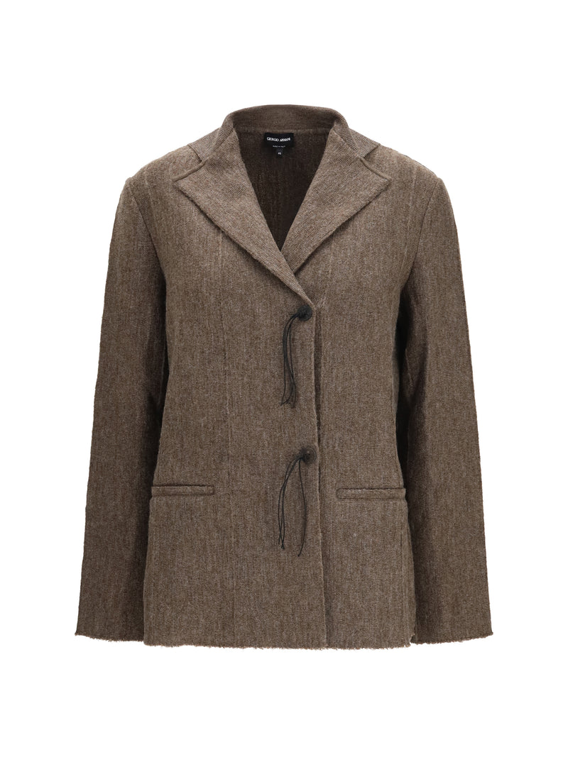 Giorgio Armani Giorgio Armani Wool Jersey Jacket Leather Tassels Cammello - World Class Fashion