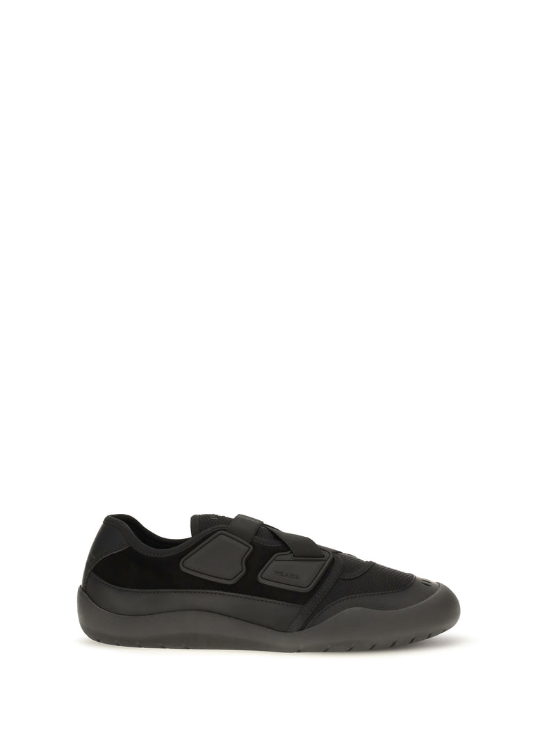 Prada Prada Speedrock Leather and Mesh Sneakers Black - World Class Fashion