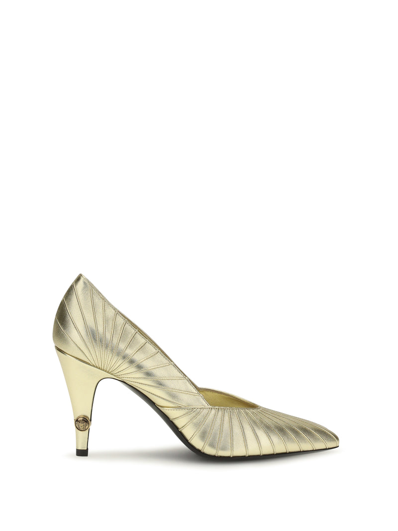 Versace Versace Metallic Leather Pumps Light Gold - World Class Fashion