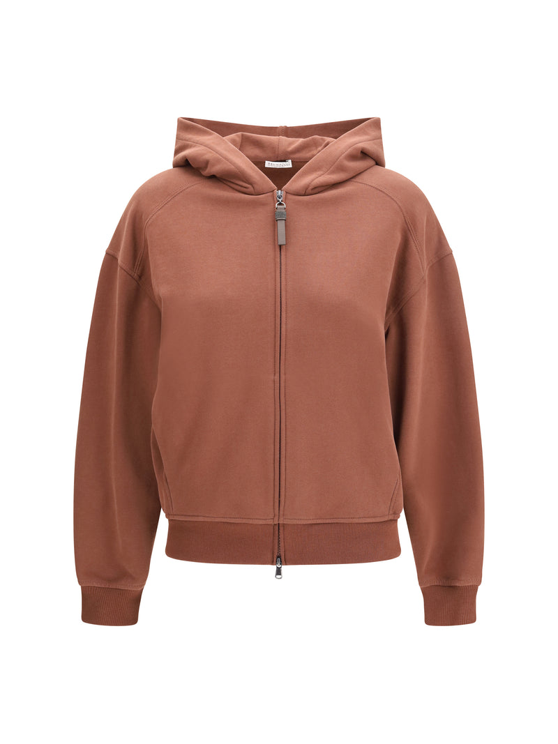 Brunello Cucinelli Brunello Cucinelli Hooded Cotton Sweatshirt Brandy Brown - World Class Fashion