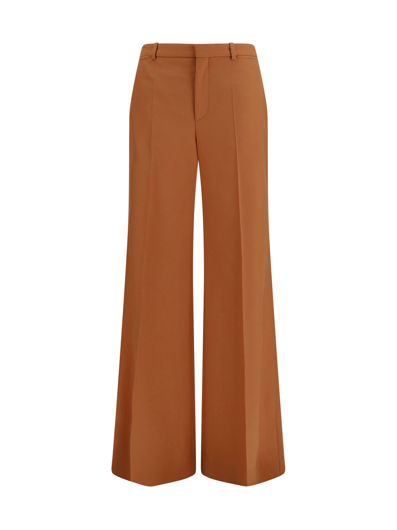 Chloe Chloé High-waisted Flared Cotton Pants Tannish Red - World Class Fashion