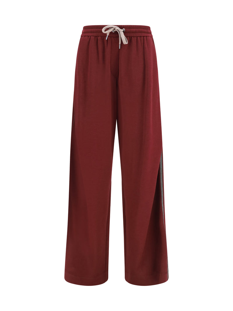 Brunello Cucinelli Brunello Cucinelli Pantalones de Chándal de Algodón y Seda Color Burdeos - World Class Fashion